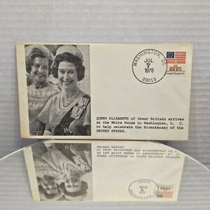 Queen Elizabeth II & 1st Lady Betty Ford Vintage commemorative ENVELOPE 1976 👀